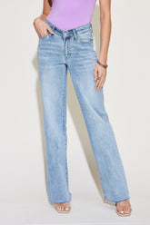 Judy Blue V Front Waistband Straight Jeans - Full Size for Trendy Comfort